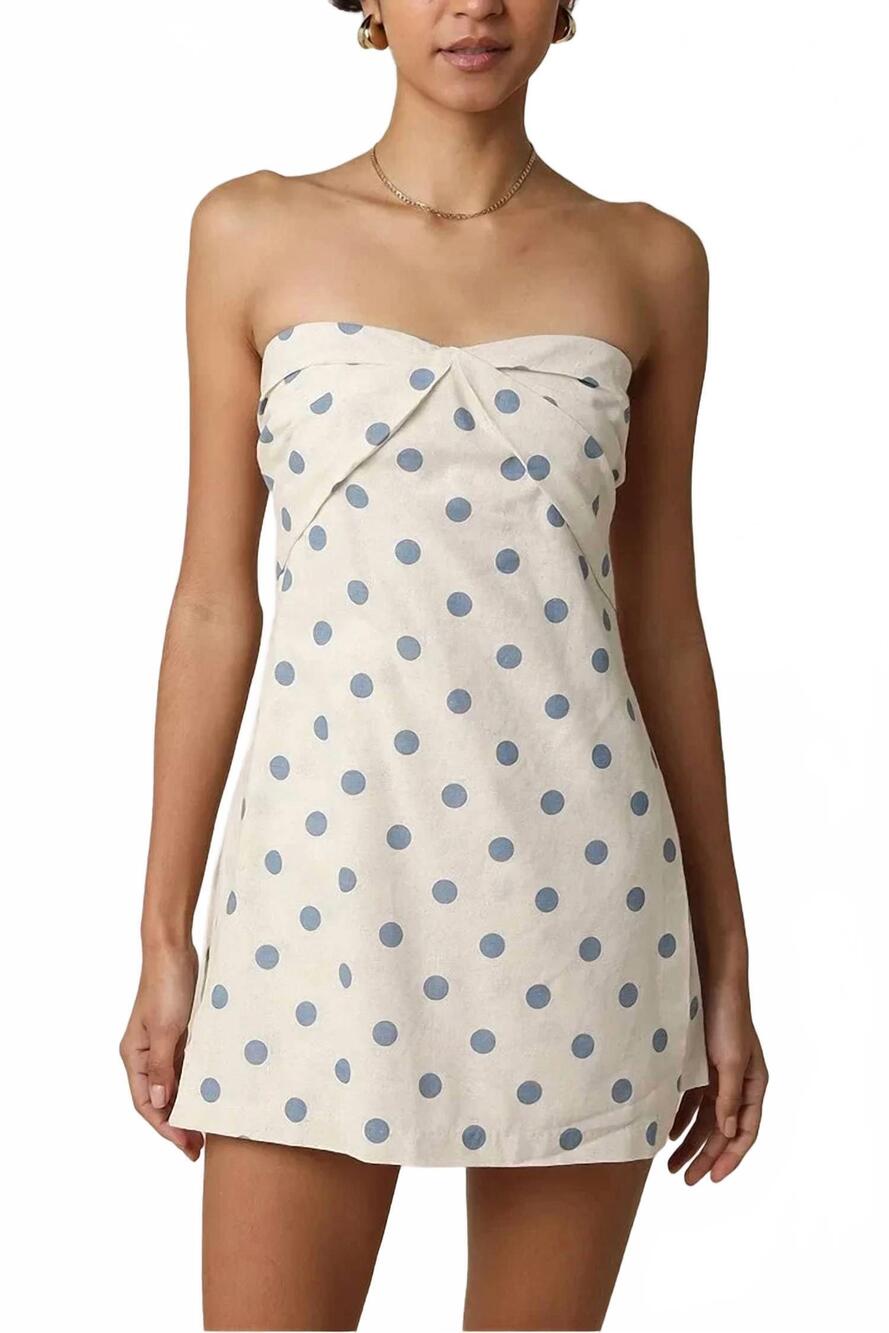 NEW OLIVACEOUS the annie polka dot strapless romper in ivory
